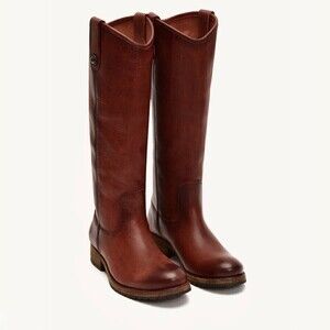 FRYE Melissa Whiskey Leather Button Lug Tall Boots Western Horse Gir Equestrian